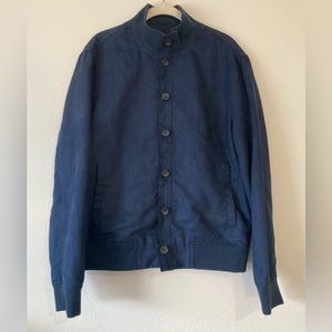 Banana Republic men’s vegan suede button up jacket in “preppy navy” size medium